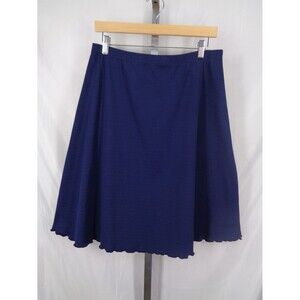 Haystacks Blue Knit Skirt Size Large Scallop Hem Elastic Waist Made in Michigan